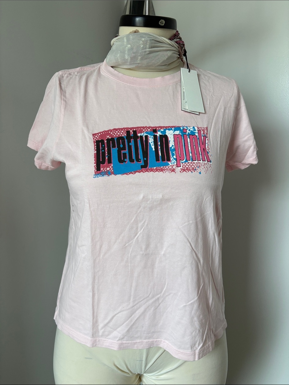Marc Jacobs Light Pink 'pretty in pink' Graphic Tee with Blue Accent